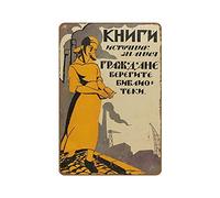 Books Are A Source of Knowledge Citizens Take Care of Libraries 1920 Vintage Russian Soviet Communism Socialism Poster Novelty Retro Tin Metal Sign 8"x12" Embossed Metal Metal Poster Vintage Signs