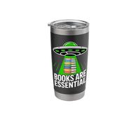 Books are Essential UFO Alien Abduction Reader Humor Stainless Steel Insulated Tumbler