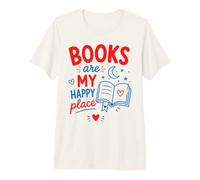 Books are My Happy Place Bookworm Reader Reading Book Coffee Premium T-Shirt