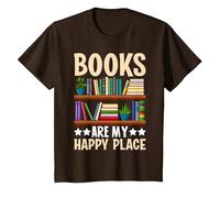 Books are My Happy Place T-Shirt, Youth, Brown, Medium