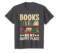 Books are My Happy Place T-Shirt, Youth, Dark Heather Grey, 3T