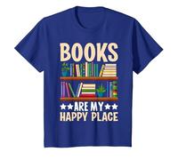 Books are My Happy Place T-Shirt, Youth, Royal Blue, X-Small