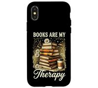 Books Are My Therapy Coffee Bookworm Retro Reading Case for iPhone X/XS