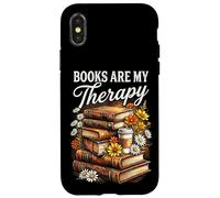 Books Are My Therapy Coffee Bookworm Retro Reading Case for iPhone X/XS
