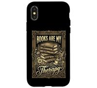 Books Are My Therapy Coffee Bookworm Retro Reading Case for iPhone X/XS