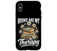Books Are My Therapy Coffee Bookworm Retro Reading Case for iPhone X/XS