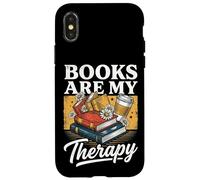 Books Are My Therapy Coffee Bookworm Retro Reading Case for iPhone X/XS
