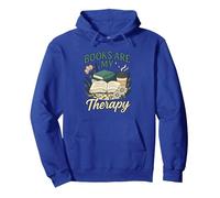 Books Are My Therapy Cozy Book Lover Reading & Coffee Pullover Hoodie, Adult Unisex, Royal Blue, XX-Large