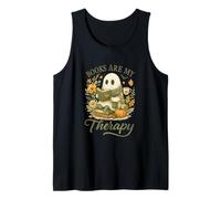 Books are My Therapy Cute Ghost Halloween Reader Tank Top