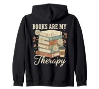 Books Are My Therapy Reading Lover Bookworm Zip Hoodie