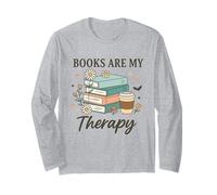 Books are My Therapy Reading Lovers Coffee Fans Relaxation Long Sleeve T-Shirt