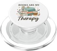 Books Are My Therapy Reading Lovers Coffee Fans Relaxation PopSockets PopGrip for MagSafe