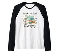 Books are My Therapy Reading Lovers Coffee Fans Relaxation Raglan Baseball Tee