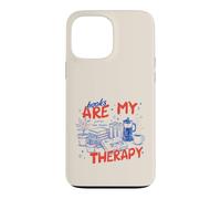 Books Are My Therapy Retro Bookworm Coffee Reader Vibes Case for iPhone 13 Pro Max