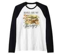 Books are My Therapy Vintage Book Lover Aesthetic Raglan Baseball Tee