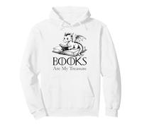Books Are My Treasure Cute Dragon Reading Design Pullover Hoodie