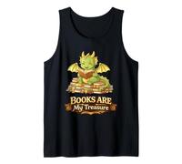 Books are My Treasure Cute Dragon Reading Design Tank Top