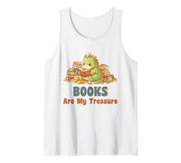 Books are My Treasure Cute Dragon Reading Design Tank Top