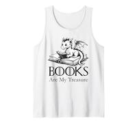 Books are My Treasure Cute Dragon Reading Design Tank Top