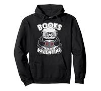 Books Are My Valentine Cute Bookish Panda Bear Book Reader Pullover Hoodie