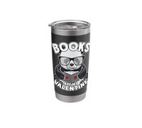 Books are My Valentine Cute Bookish Panda Bear Book Reader Stainless Steel Insulated Tumbler