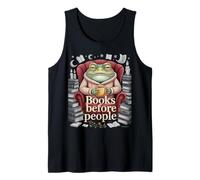Books Before People Cozy Frog Reading Aesthetic Tank Top