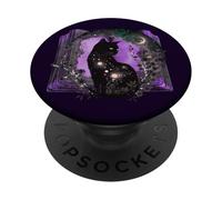 Books & Cats Witch Bookish Witchy Black Cat Book & Cat Lover PopSockets Adhesive PopGrip