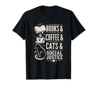 Books Coffee Cats and Social Justice Value Graphic T-Shirt