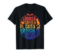 Books Coffee Cats and Social Justice Value Graphic T-Shirt