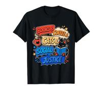 Books Coffee Cats and Social Justice Value Graphic T-Shirt