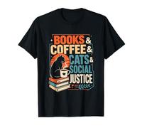 Books Coffee Cats and Social Justice Value Graphic T-Shirt
