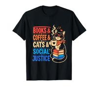Books Coffee Cats and Social Justice Value Graphic T-Shirt