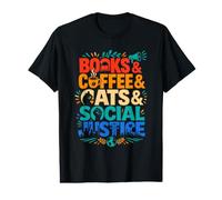Books Coffee Cats and Social Justice Value Graphic T-Shirt
