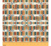 Books Craft Fabric No Stretch,Botanical Floral Plant Decor Soft Polyester,Watercolor Retro Ideal for Quilting,Crafts & Handmade Artwork,Yellow Orange Green 2 Yard Bolt,72" L x 59" W