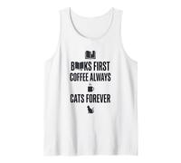 Books First Coffee Always Cats Forever Funny Graphic Tank Top