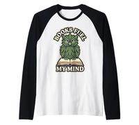 Books Fuel My Mind Owl Green Leaves Graphic Raglan Baseball Tee