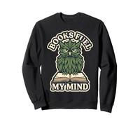 Books Fuel My Mind Owl Green Leaves Graphic Sweatshirt