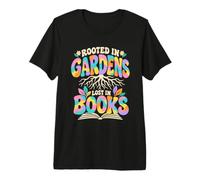 Books Gardening Rooted in Gardens Lost in Books Retro Premium T-Shirt