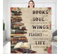 Books Give A Soul To The Universe Reading Blanket for Book Lovers, Book Reading Librarian Gifts Throw Blanket, Graduation Birthday Gift for Reading Lover Daughter Sister Bestie (50*60inches)