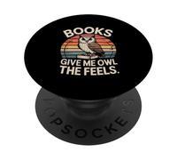 Books Give Me Owl The Feels Retro Owl Books PopSockets Adhesive PopGrip