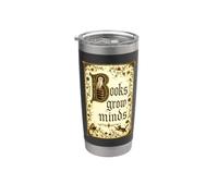 Books Grow Minds Illuminated Manuscript Book Lover Design Stainless Steel Insulated Tumbler