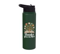Books Grow The Mind Reading Lover Bookworm Stainless Steel Insulated Water Bottle