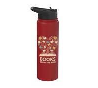 Books Grow The Mind Reading Lover Bookworm Stainless Steel Insulated Water Bottle