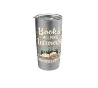 Books Helping Introverts Avoid Conversation Funny Introvert Stainless Steel Insulated Tumbler