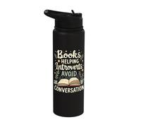 Books Helping Introverts Avoid Conversation Funny Introvert Stainless Steel Insulated Water Bottle