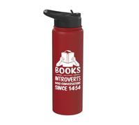 Books Helping Introverts Avoid Conversations Since 1454 Stainless Steel Insulated Water Bottle