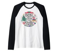Books Hot Cocoa and Christmas Cheer X-mas Book Lover Tee Raglan Baseball Tee