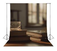 Books on Table Backdrop Background for Photography High Density Polyester Fabric Background Banner Seamless Photo Booth Prop Backdrop 56"x98" for Birthday Party Decor Photoshoot Banner Props