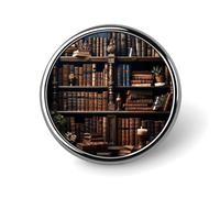 Books on The Bookshelf Lapel Pin Exquisite Fashion Brooches Personalized Button Badge Novelty Unique Cute Button Pins Round Badge Pin Metal Brooch Pins for Backpack Bags Jacket