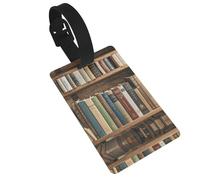 Books on the Bookshelf Luggage Tags for Suitcases, PVC Suitcase Tag with Secure Strap Suitcase Identifier with Privacy Name Card for Travel Bag Tags Personalized Baggage Tag for Women Men